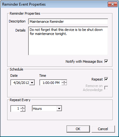 Reminder Event Properties